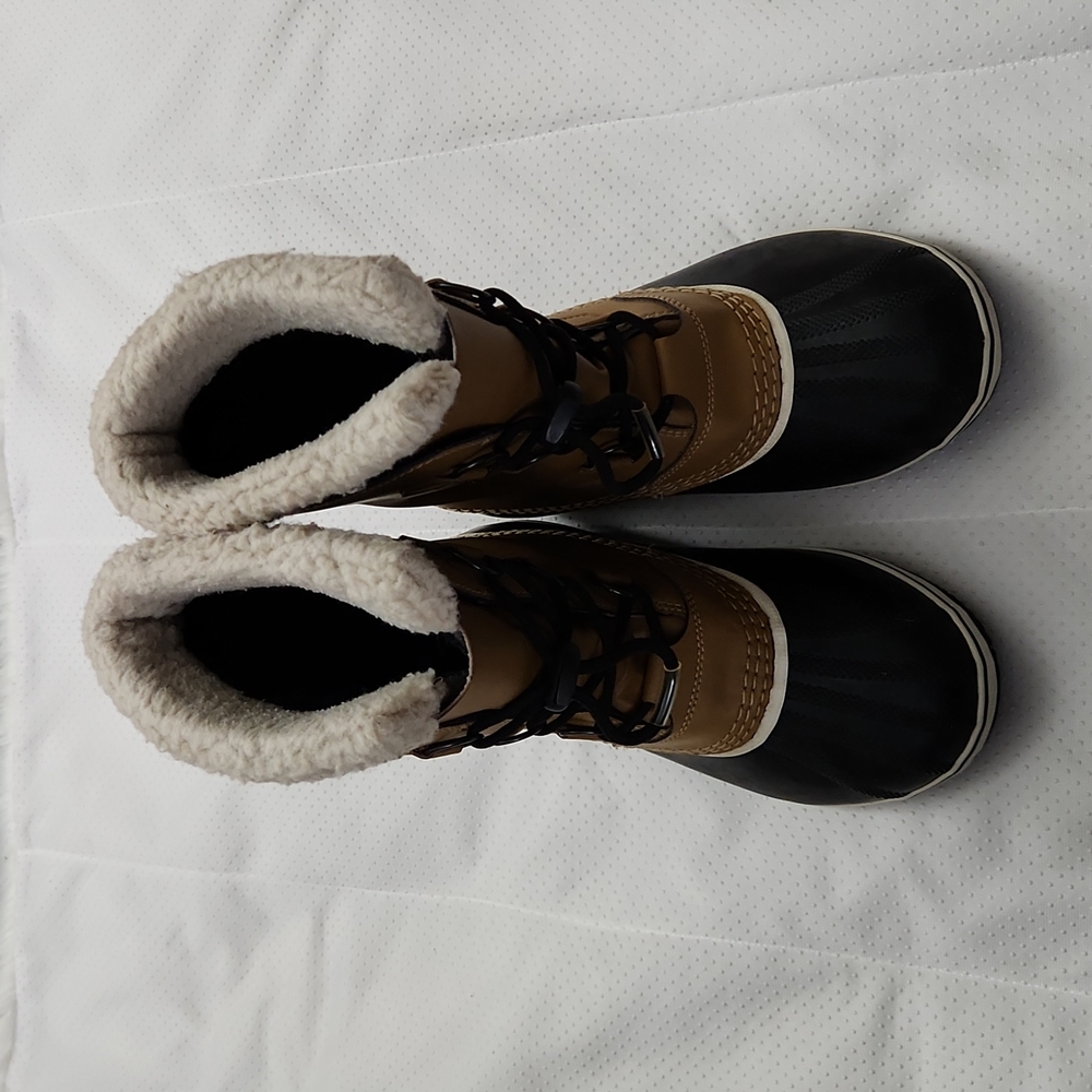 SOREL YOUTH KIDS SIZE 6 PAC LEATHER FAUX FUR INSULATED WATERPROOF WINTER BOOTS